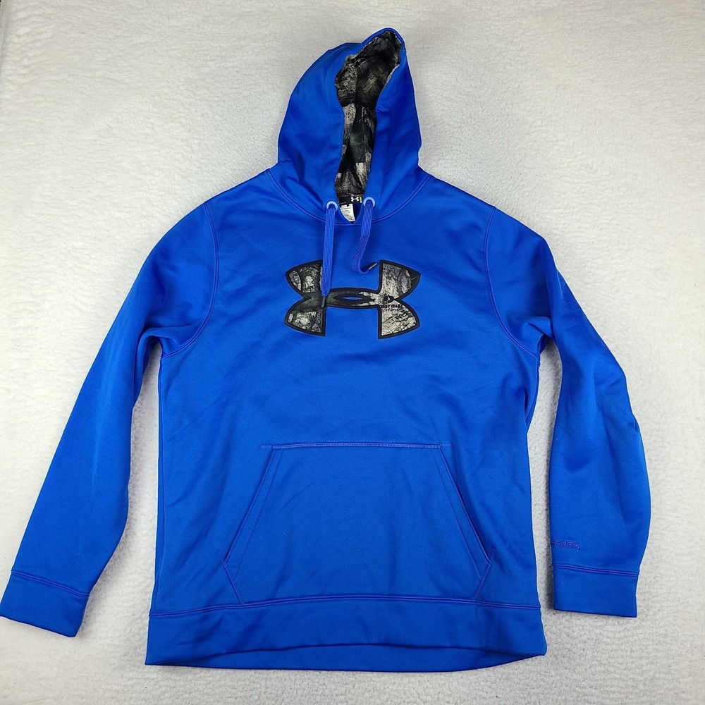 Under Armour Storm Hoodie Mens Large Blue Loose Mossy Oak *